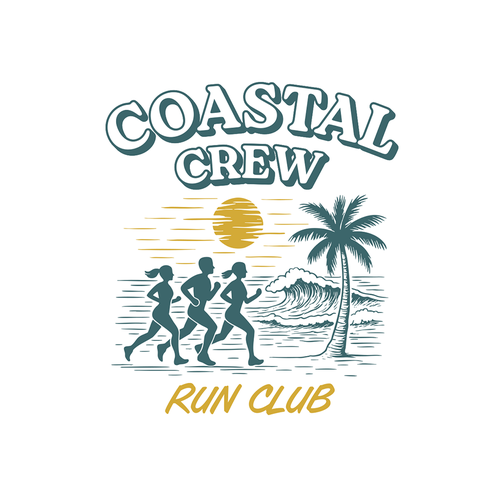 Beach t-shirt with the title 'Coastal Crew Run Club Tshirt Design'